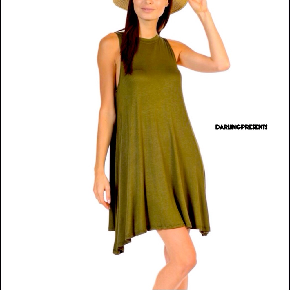 Bellino Clothing Tee Shirt Shift Dress Women Color Olive Size S